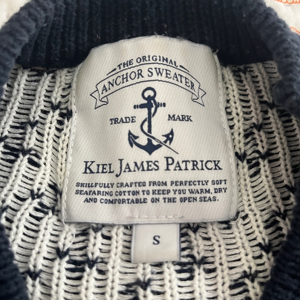 Kiel James Patrick (KJP) Navy Anchor Pattern Sweater Unisex size Small. - Picture 2 of 5
